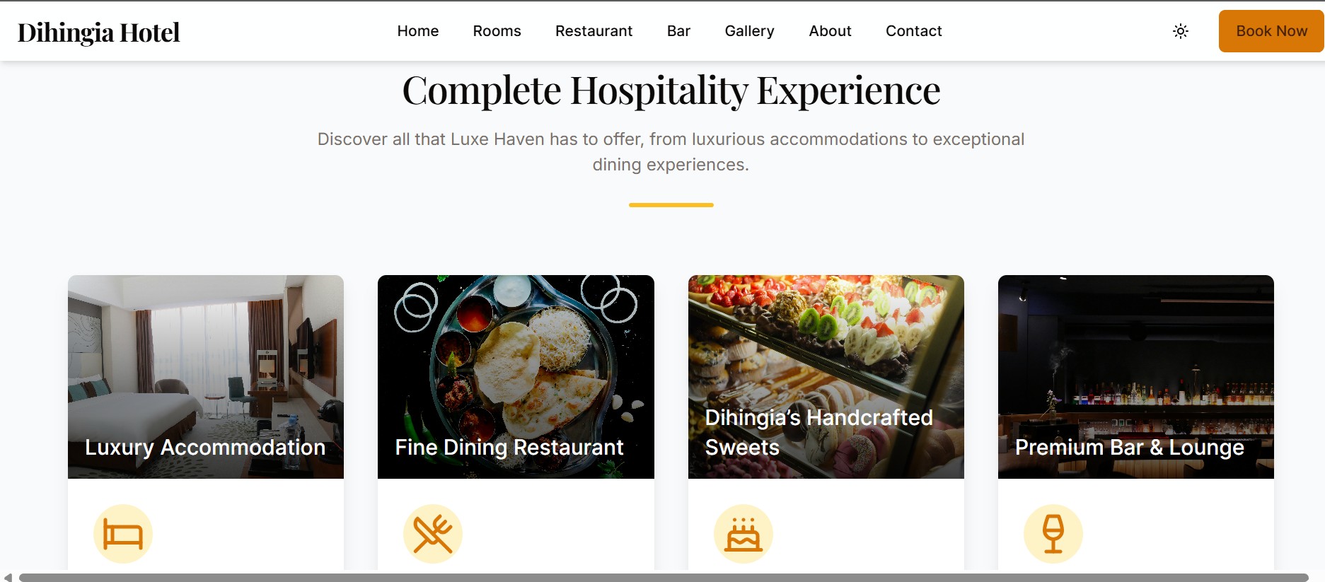 Dihingia Hotel & Restaurant Cum Bar Website + App screenshot 1