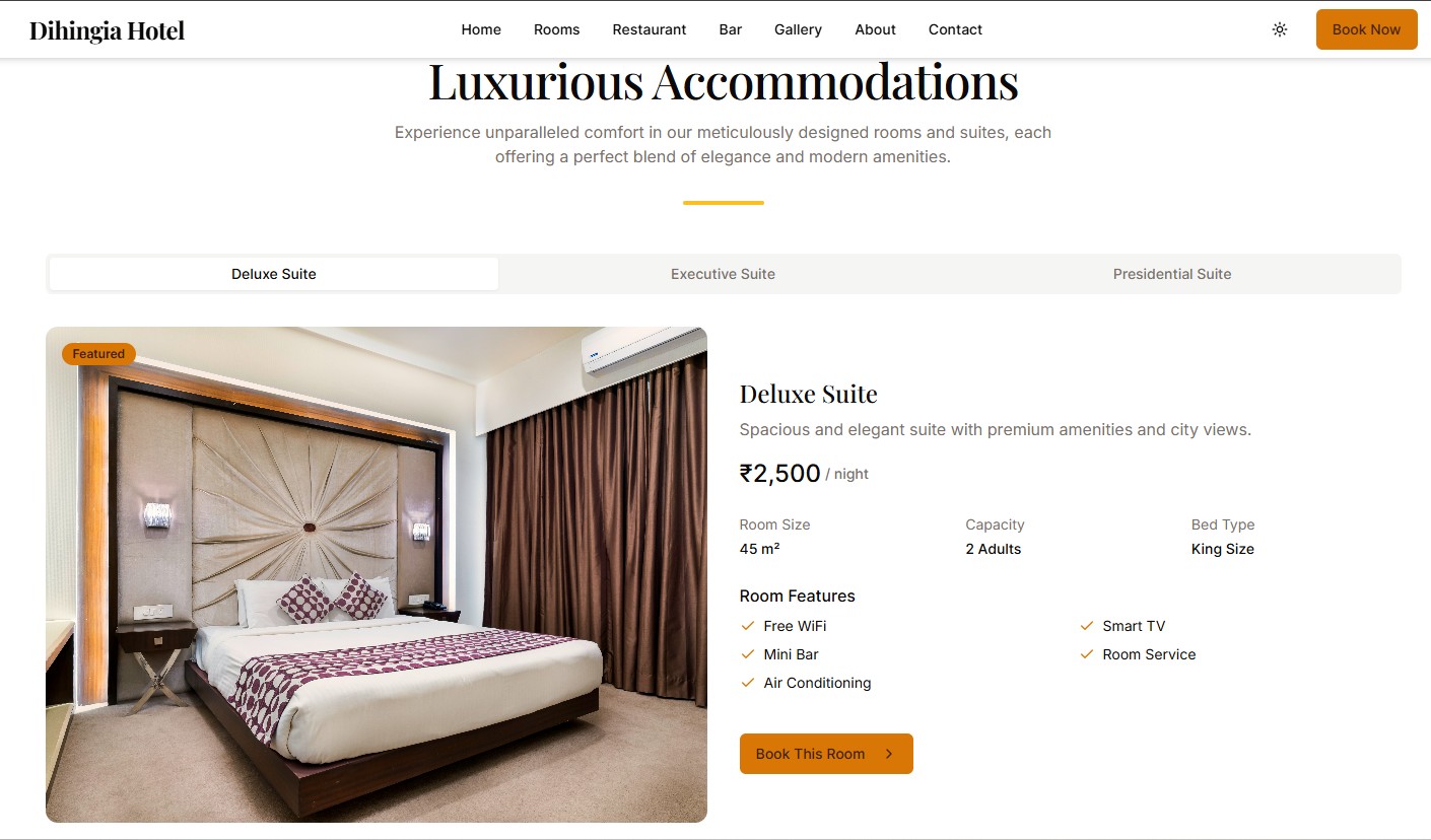 Dihingia Hotel & Restaurant Cum Bar Website + App screenshot 2